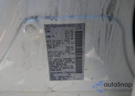 2015 Nissan Rogue Sv из США, поврежденный, VIN 5N1AT2MV4FC798969